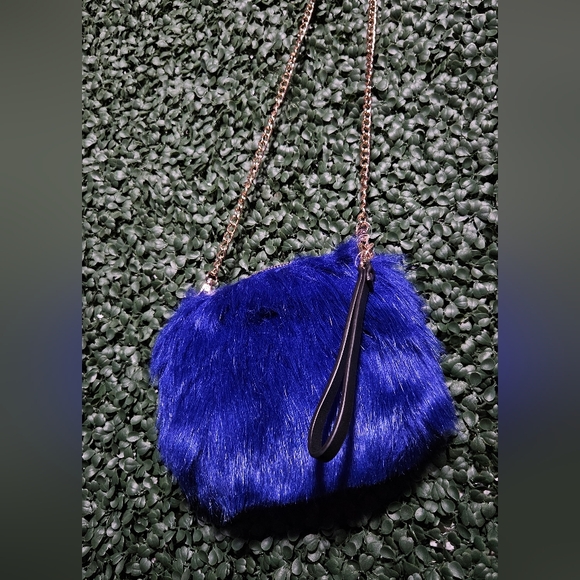 Forever 21 Handbags - Forever 21 Vibrant Blue Faux Fur Crossbody Bag